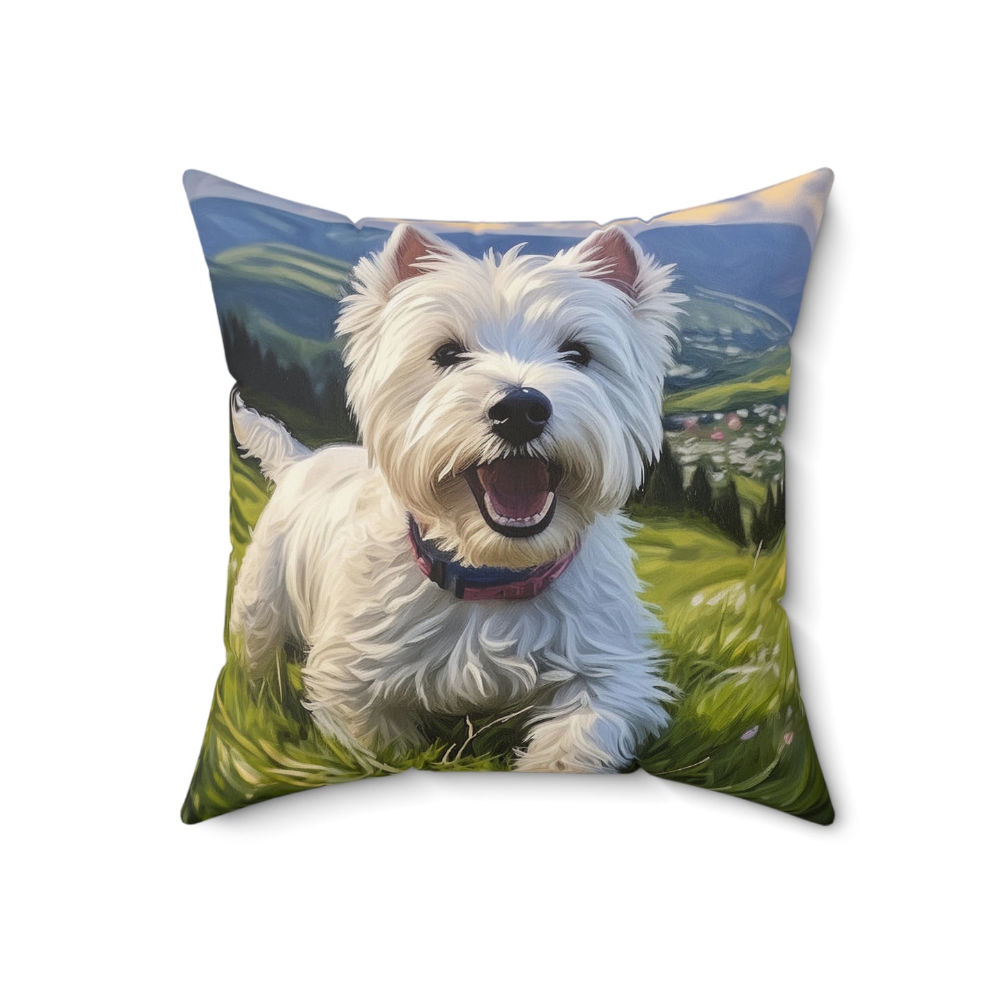 Westie Artistic Painting Spun Polyester Throw Pillow