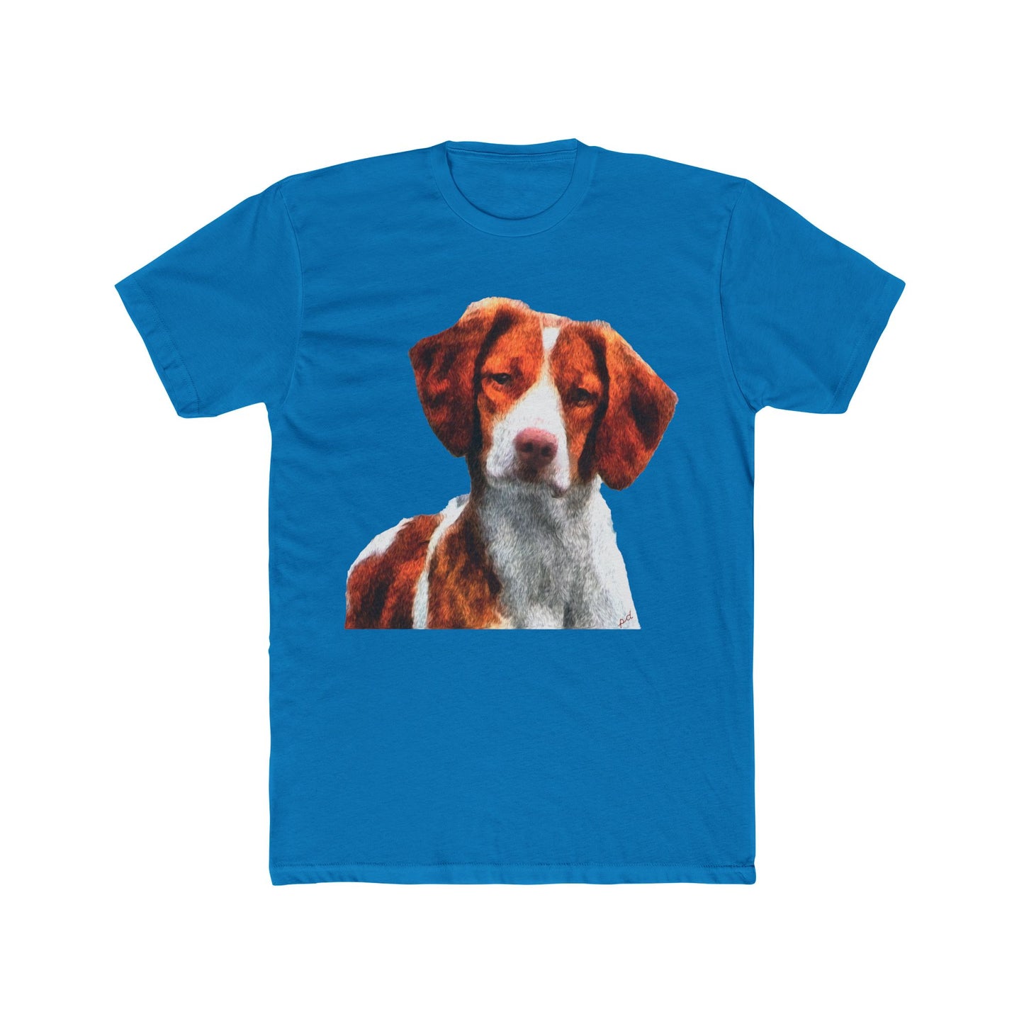Brittany Spaniel 'Gunner' Men's Fitted Cotton Crew Tee