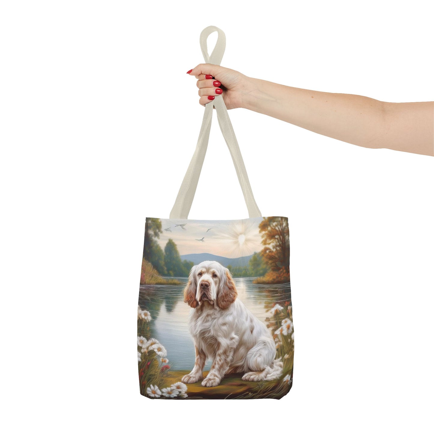 Clumber Spaniel Polyester Tote Bag (AOP)