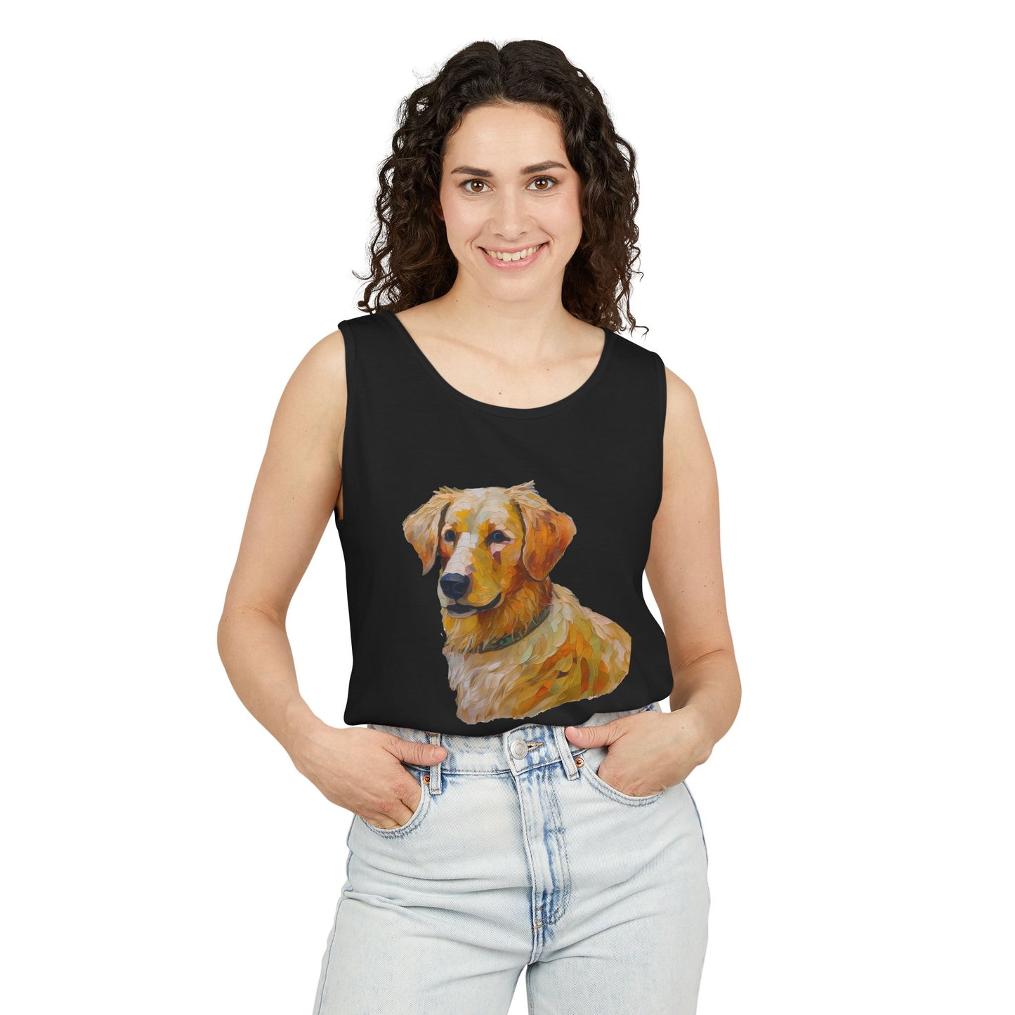 Golden Retriever Puppy - Unisex Relaxed Fit Garment-Dyed Tank Top
