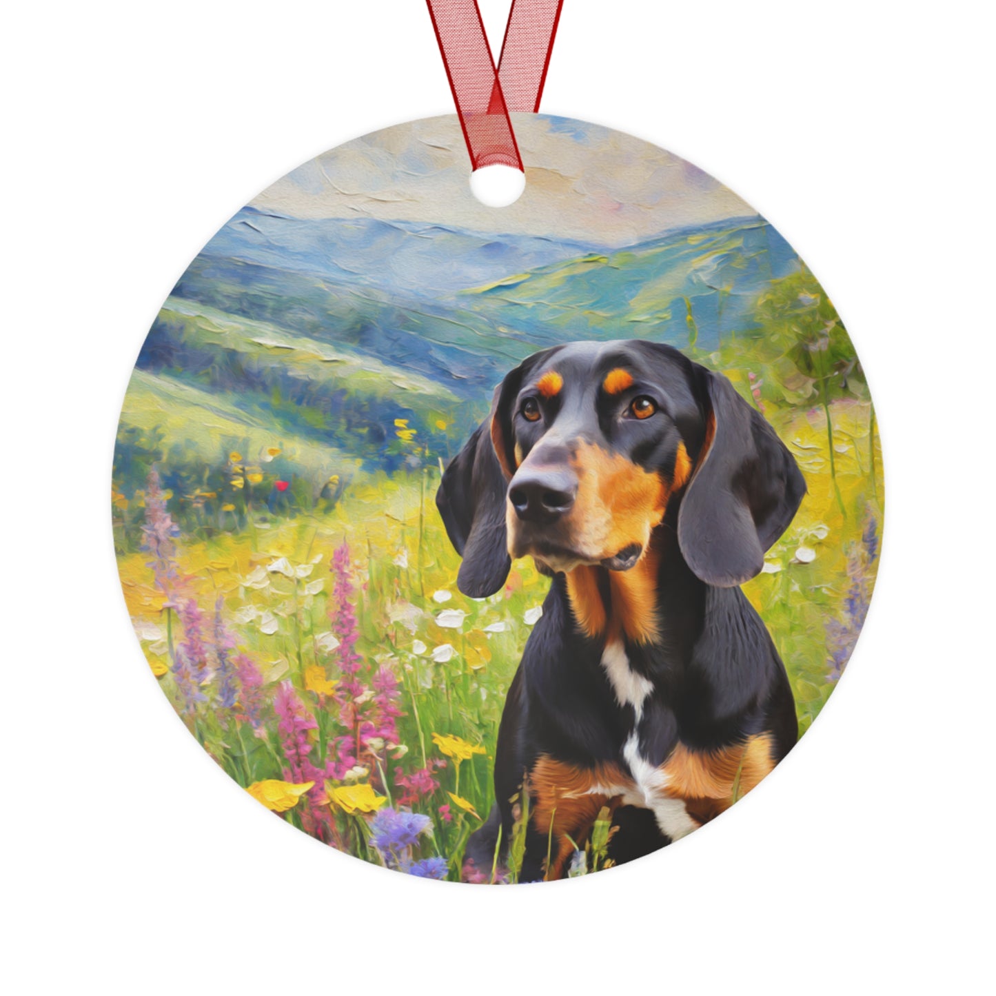Black & Tan Coonhound Christmas Tree Metal Ornament