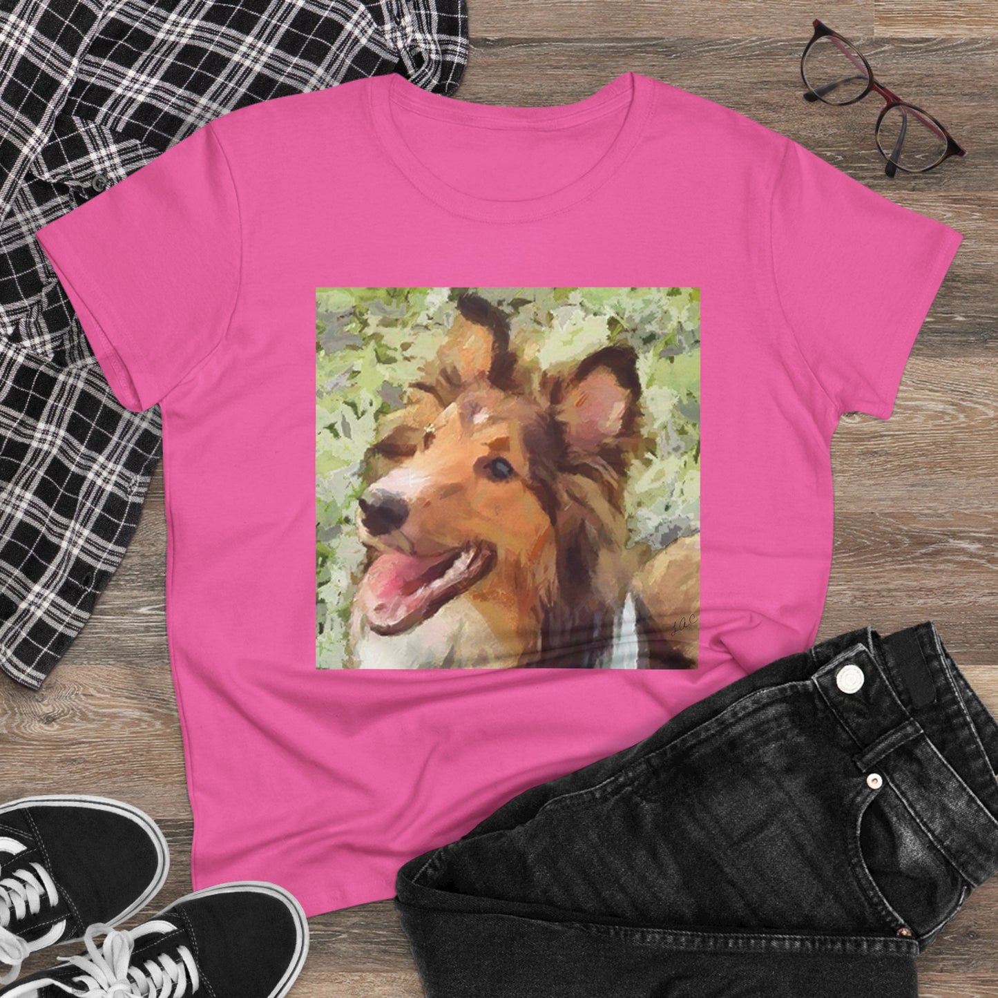 Sheltie - Shetland Sheep Dog 'Sheltie Mae' Women's Midweight Cotton Tee