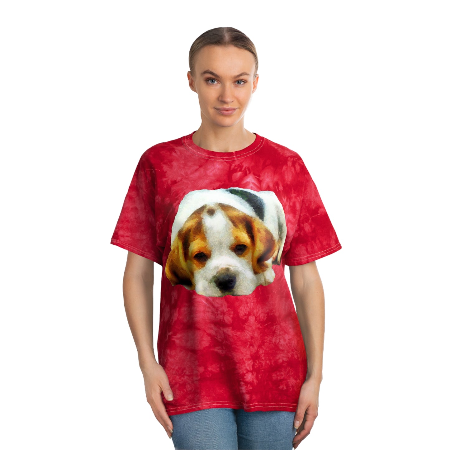 English Foxhound 'Sasha' Unisex Cotton - Tie-Dye Tee, Crystal