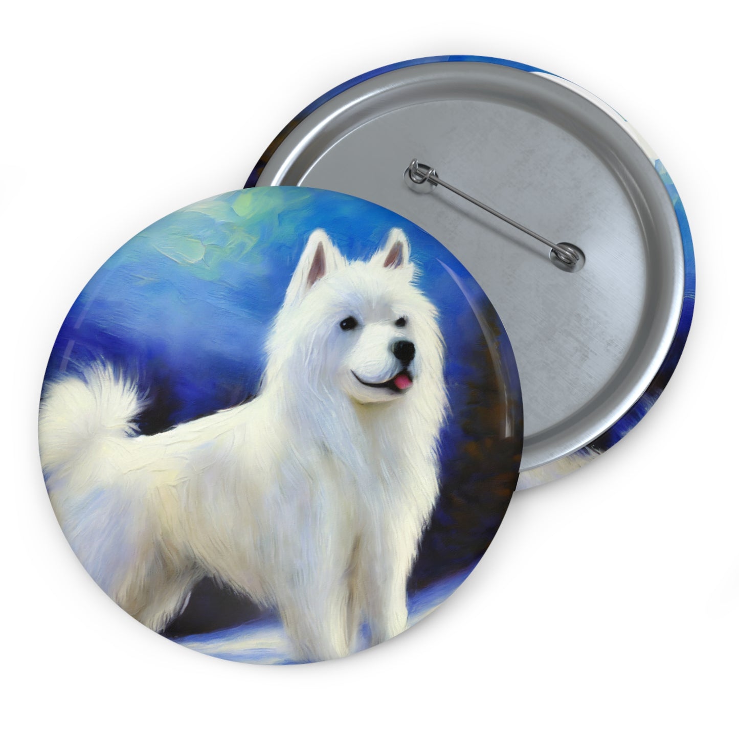 American Eskimo Dog Metal Pinback Buttons: Celebrate Elegance