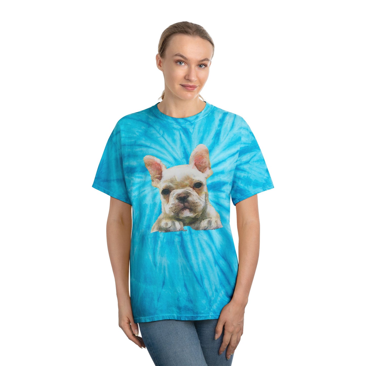 French Bulldog '2' Unisex Tie-Dye Tee, Cyclone