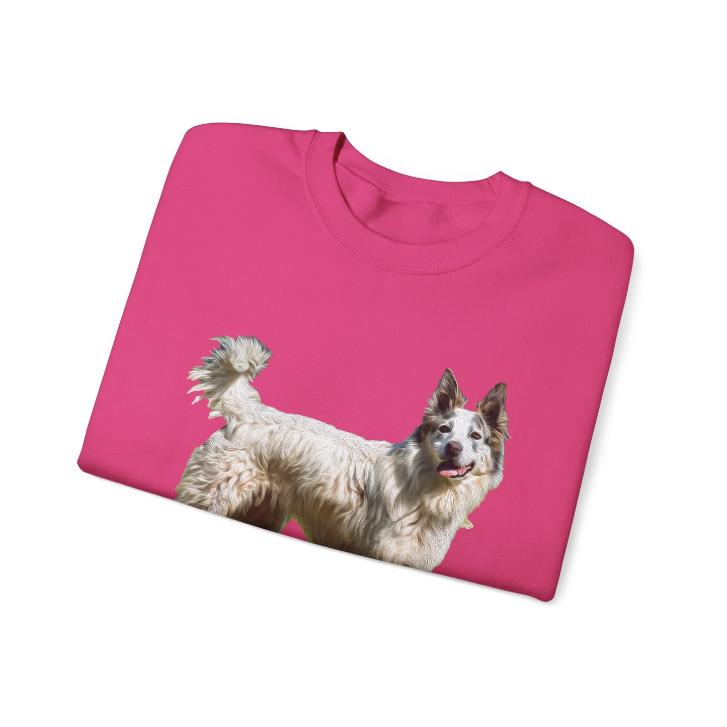 Chilly Day Charm: Pyrenean Shepherd Unisex 50/50 Crewneck Sweatshirt