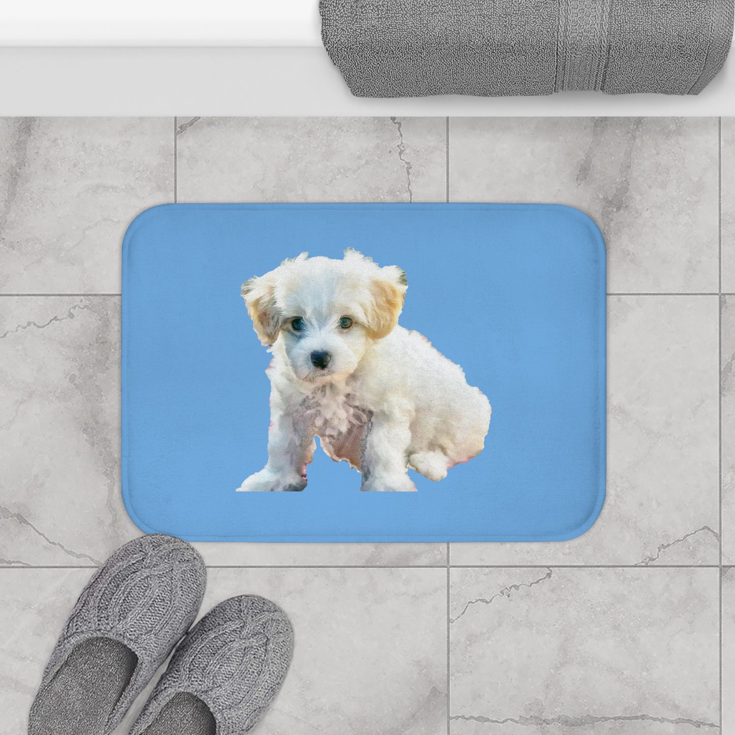 Elegant Bichon Frise Bathroom Rug Mat