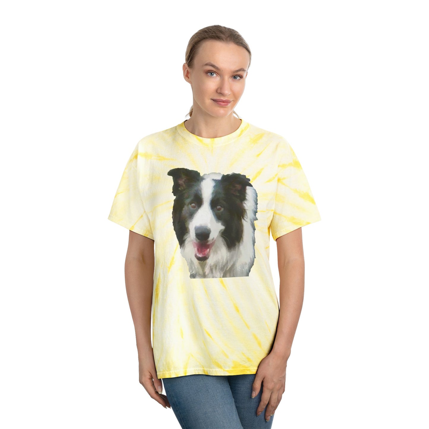 Border Collie #2 - Unisex Cotton Tie-Dye Tee, Cyclone