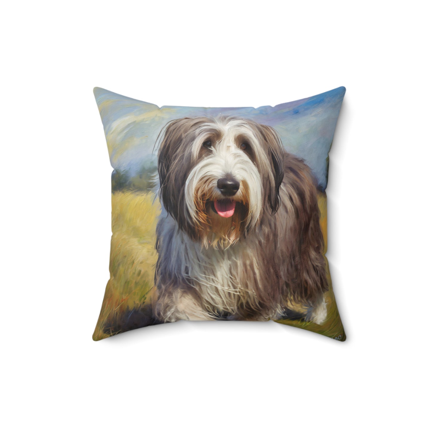 Bearded Collie Spun Polyester Square Pillow