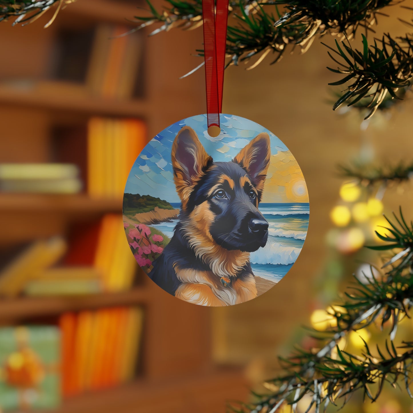 German Shepherd Puppy Metal Ornaments - Seasonal Joy