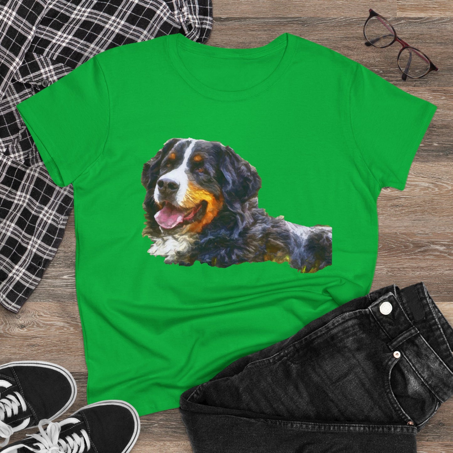 Bernese Mountain Dog Women's Midweight Cotton Tee