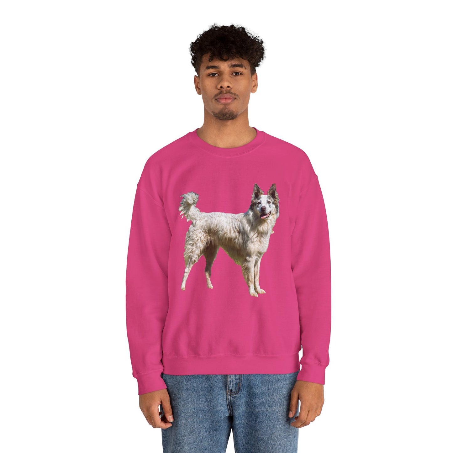 Chilly Day Charm: Pyrenean Shepherd Unisex 50/50 Crewneck Sweatshirt