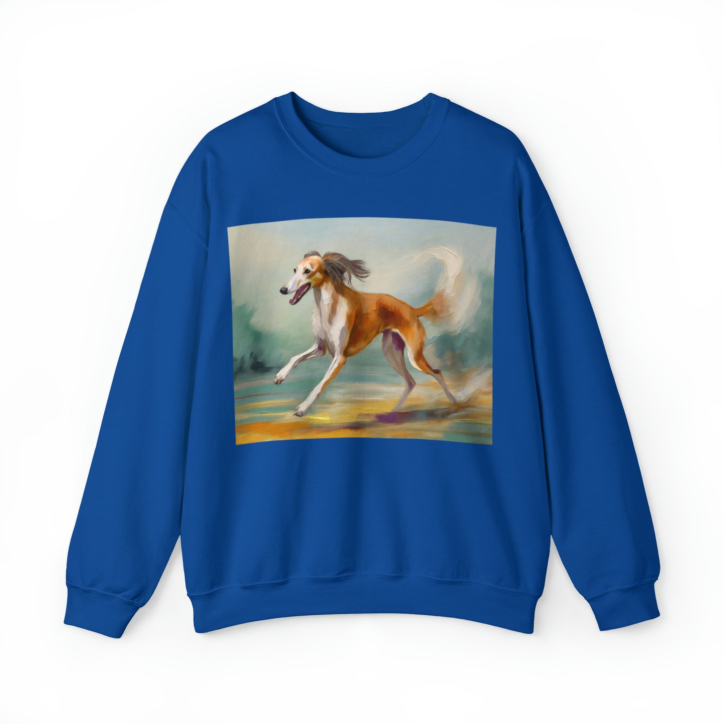 Saluki 'On the Run' Unisex 50/50 Crewneck Sweatshirt