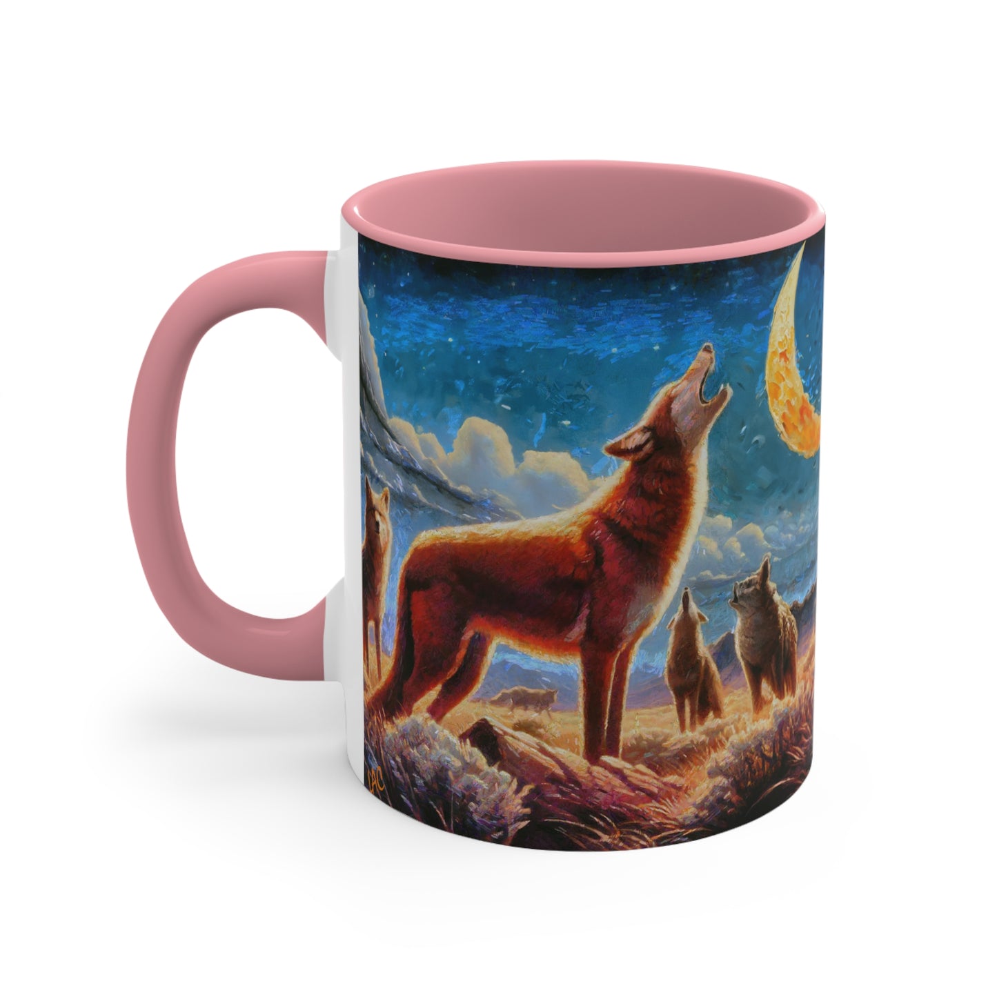 Coyotes in Moonlight Accent Coffee Mug, 11oz
