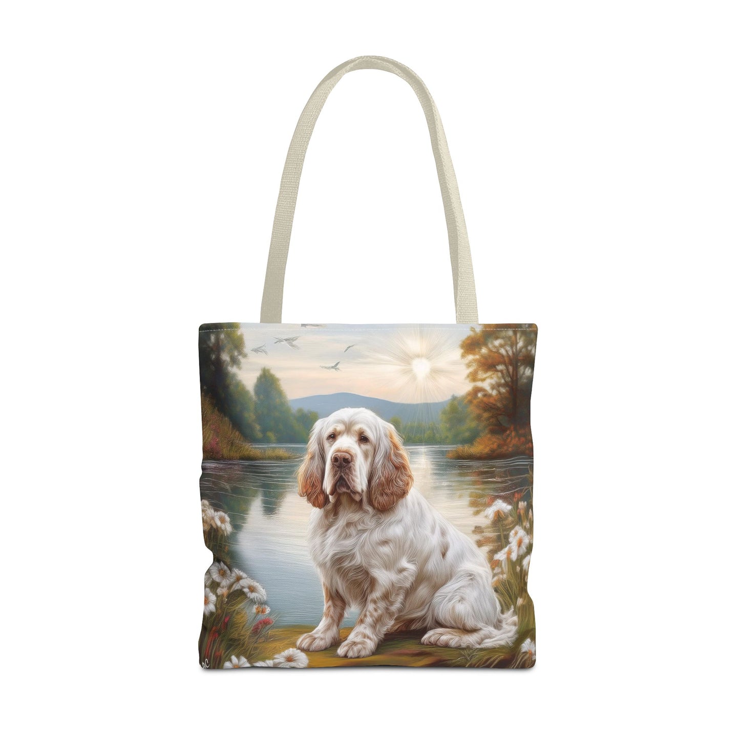 Clumber Spaniel Polyester Tote Bag (AOP)