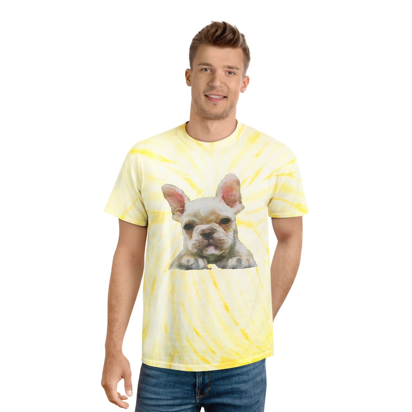 French Bulldog '2' Unisex Tie-Dye Tee, Cyclone