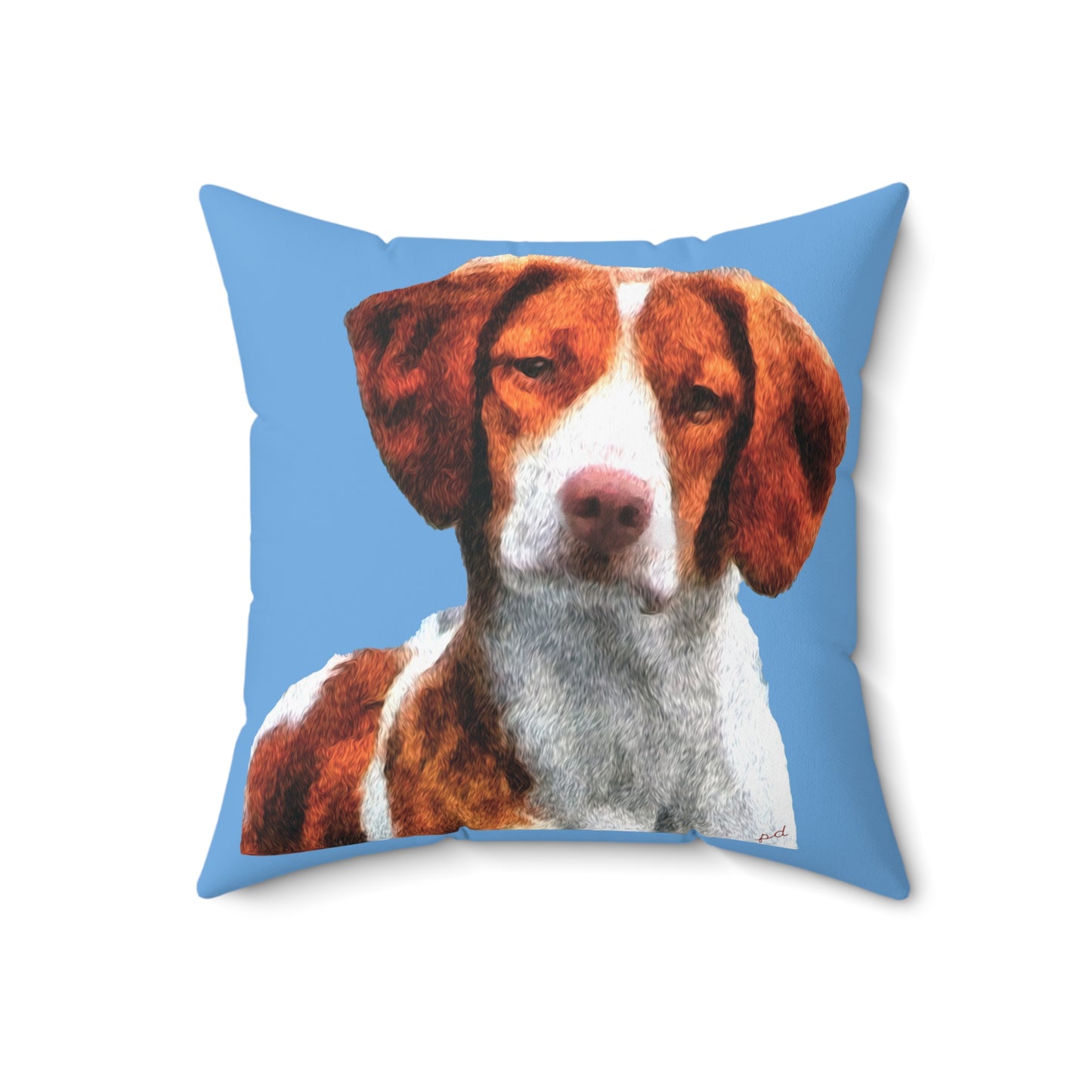 Brittany Spaniel 'Gunner' Spun Polyester Throw Pillow