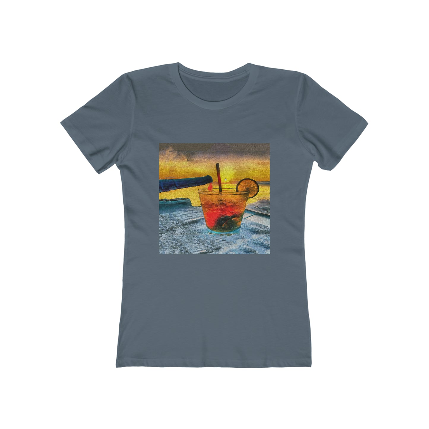 Happy Hour on Sifnos (Greece) - - Women's Slim Fit Ringspun Cotton T-Shirt