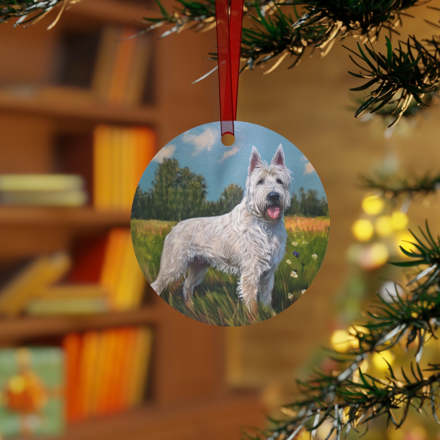 Bouvier des Ardennes Christmas Tree Metal Ornaments
