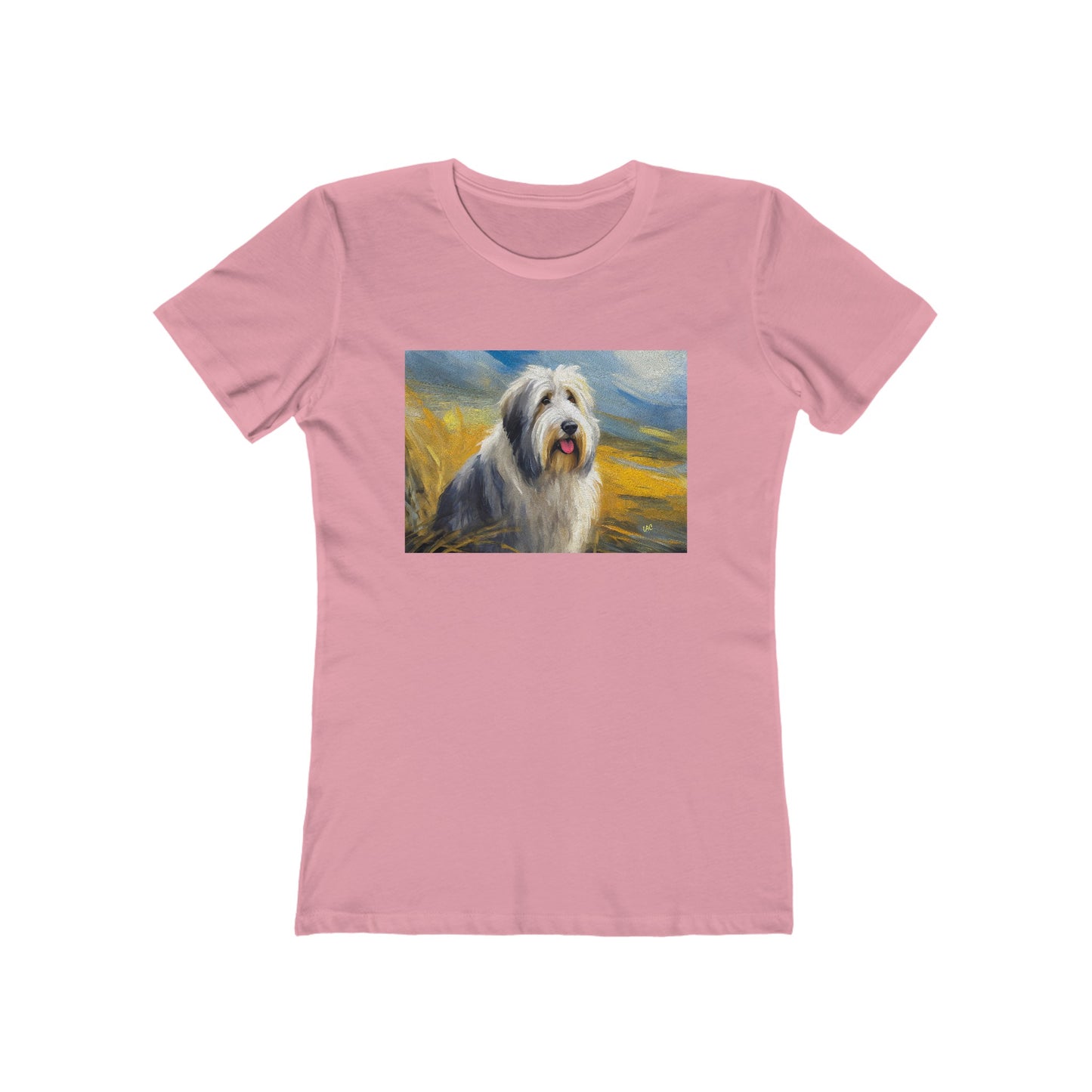 Old English Sheepdog Fine Art Slim Fitted Women's Ringspun Cotton Tee