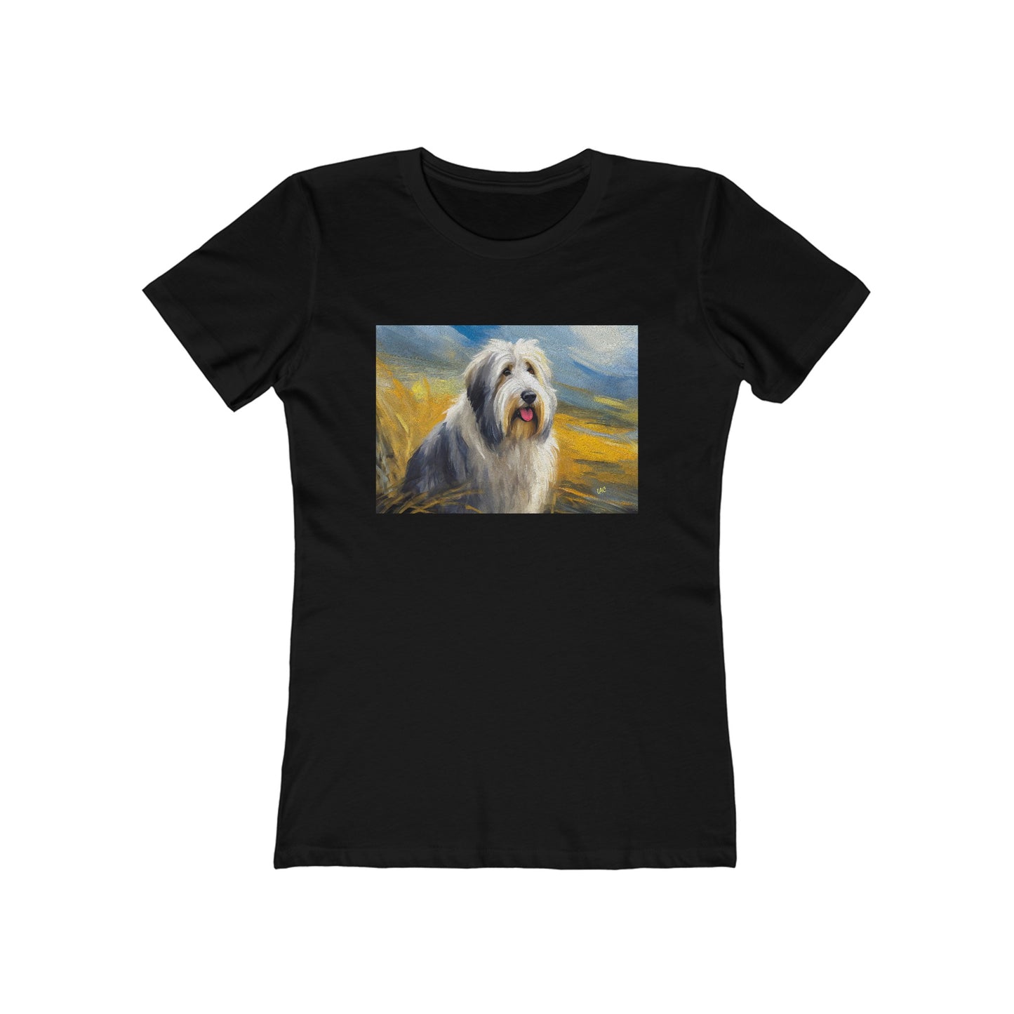 Old English Sheepdog Fine Art Slim Fitted Women's Ringspun Cotton Tee