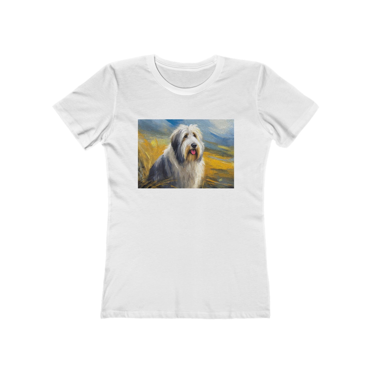 Old English Sheepdog Fine Art Slim Fitted Women's Ringspun Cotton Tee