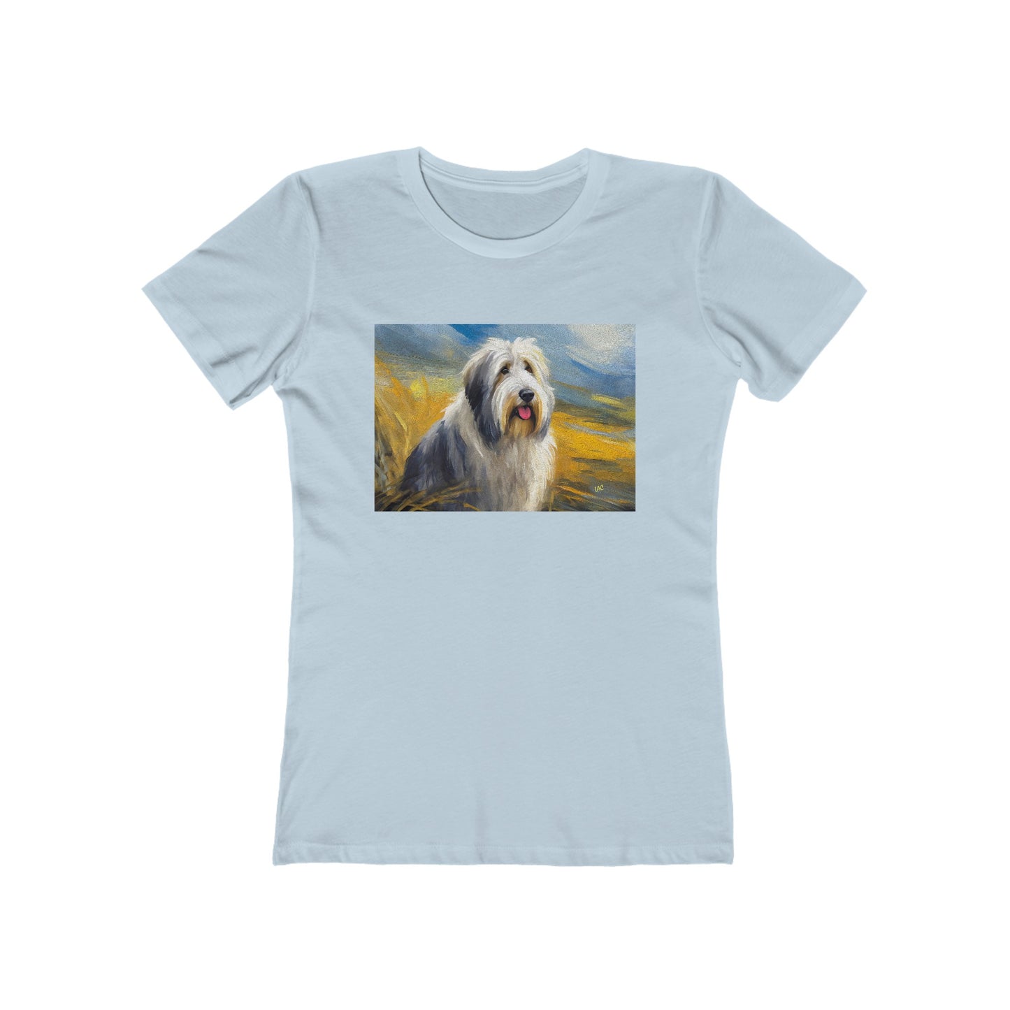 Old English Sheepdog Fine Art Slim Fitted Women's Ringspun Cotton Tee
