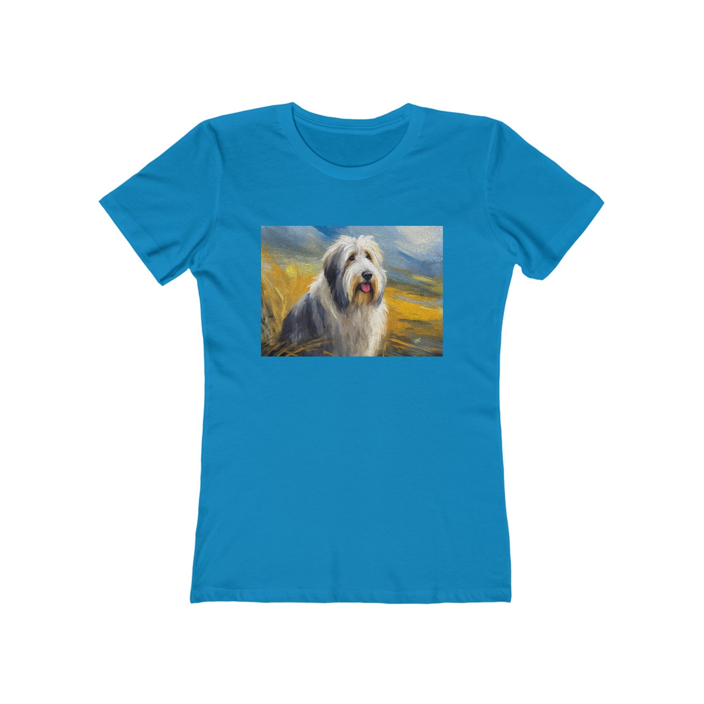 Old English Sheepdog Fine Art Slim Fitted Women's Ringspun Cotton Tee