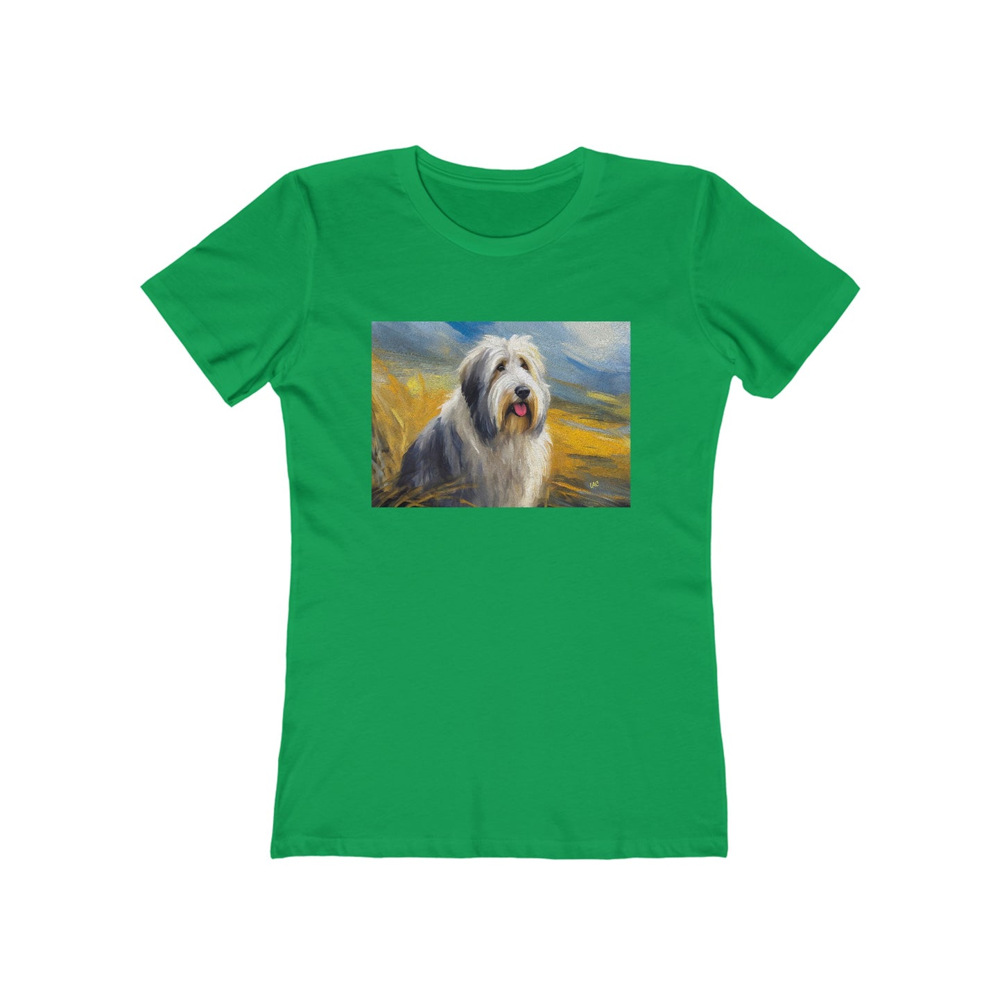 Old English Sheepdog Fine Art Slim Fitted Women's Ringspun Cotton Tee