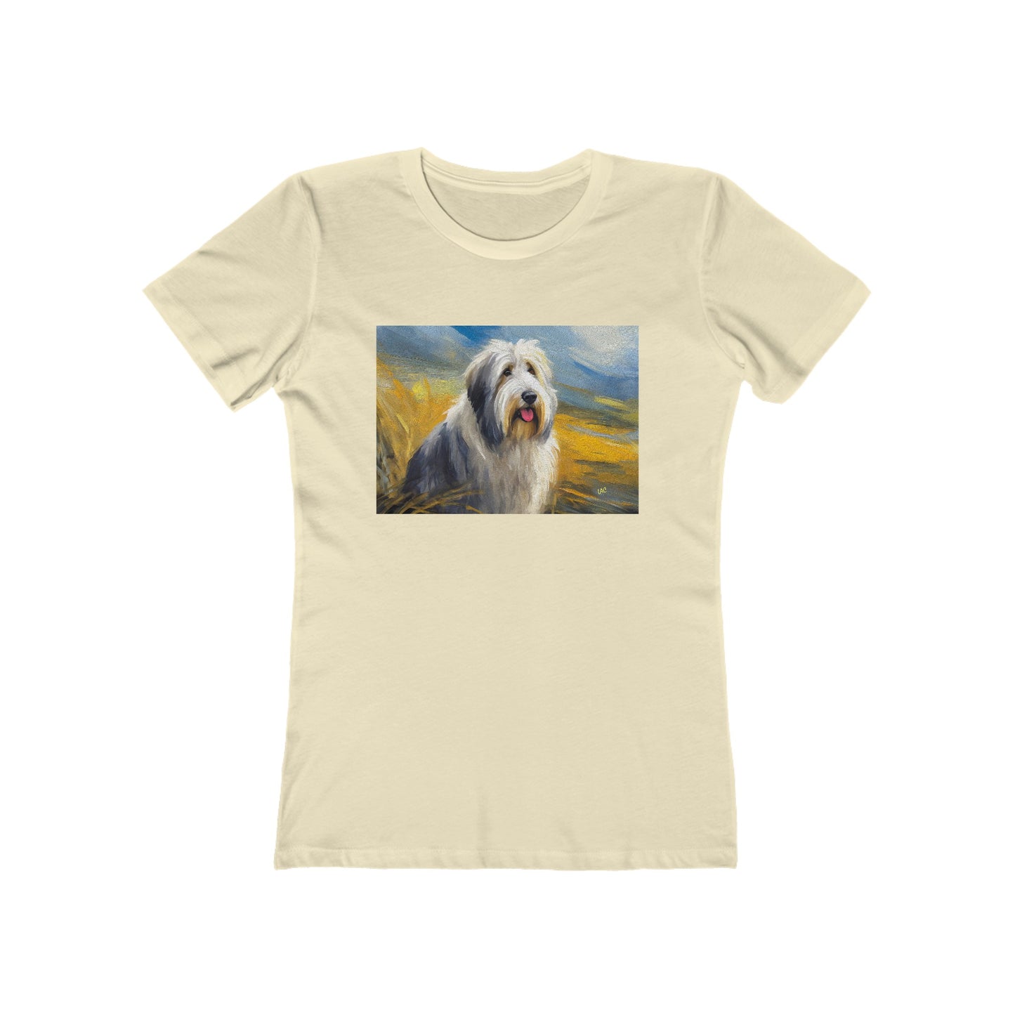 Old English Sheepdog Fine Art Slim Fitted Women's Ringspun Cotton Tee
