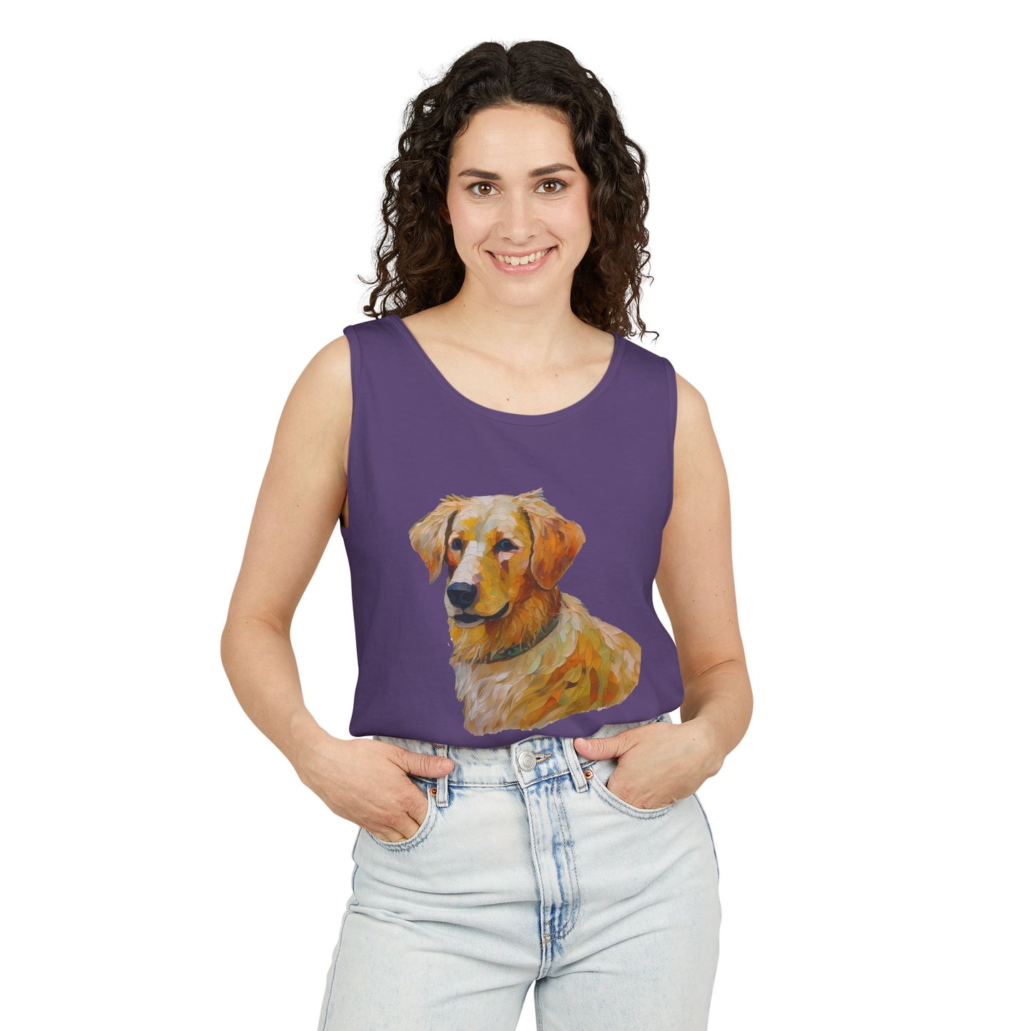 Golden Retriever Puppy - Unisex Relaxed Fit Garment-Dyed Tank Top