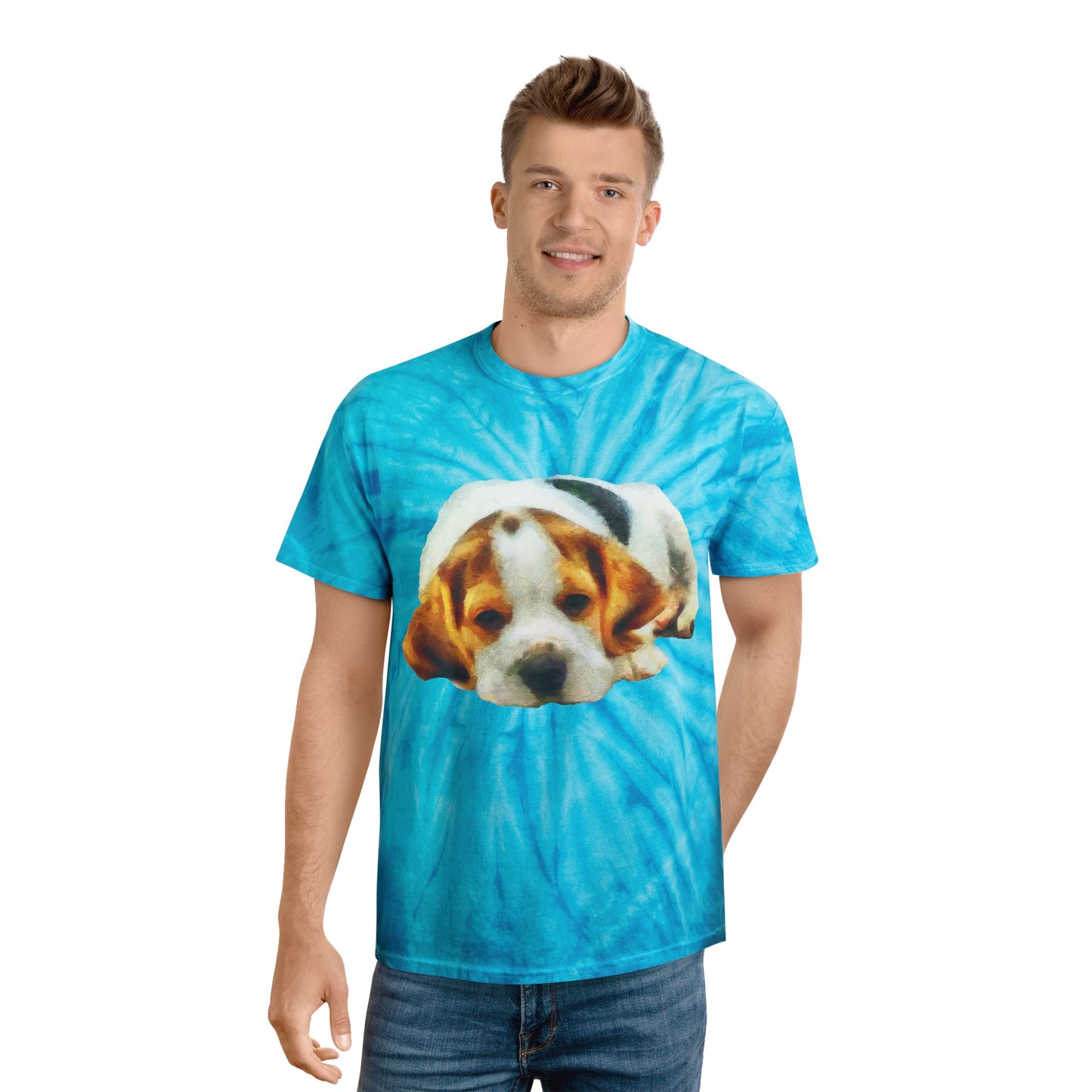 English Foxhound 'Sasha' Unisex Cotton Tie-Dye Tee, Cyclone