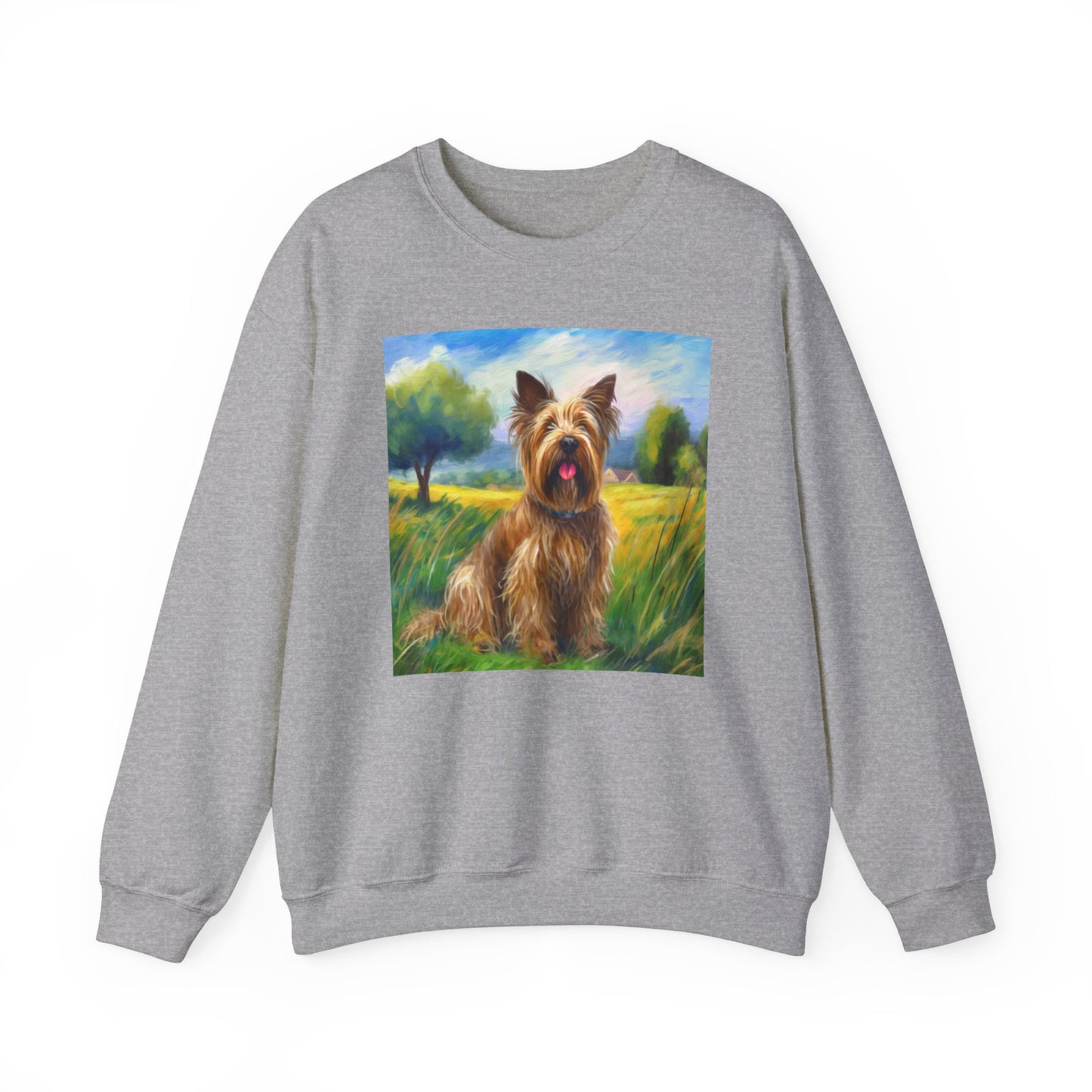 Briard in French Countryside Unisex 50/50 Crewneck Sweatshirt