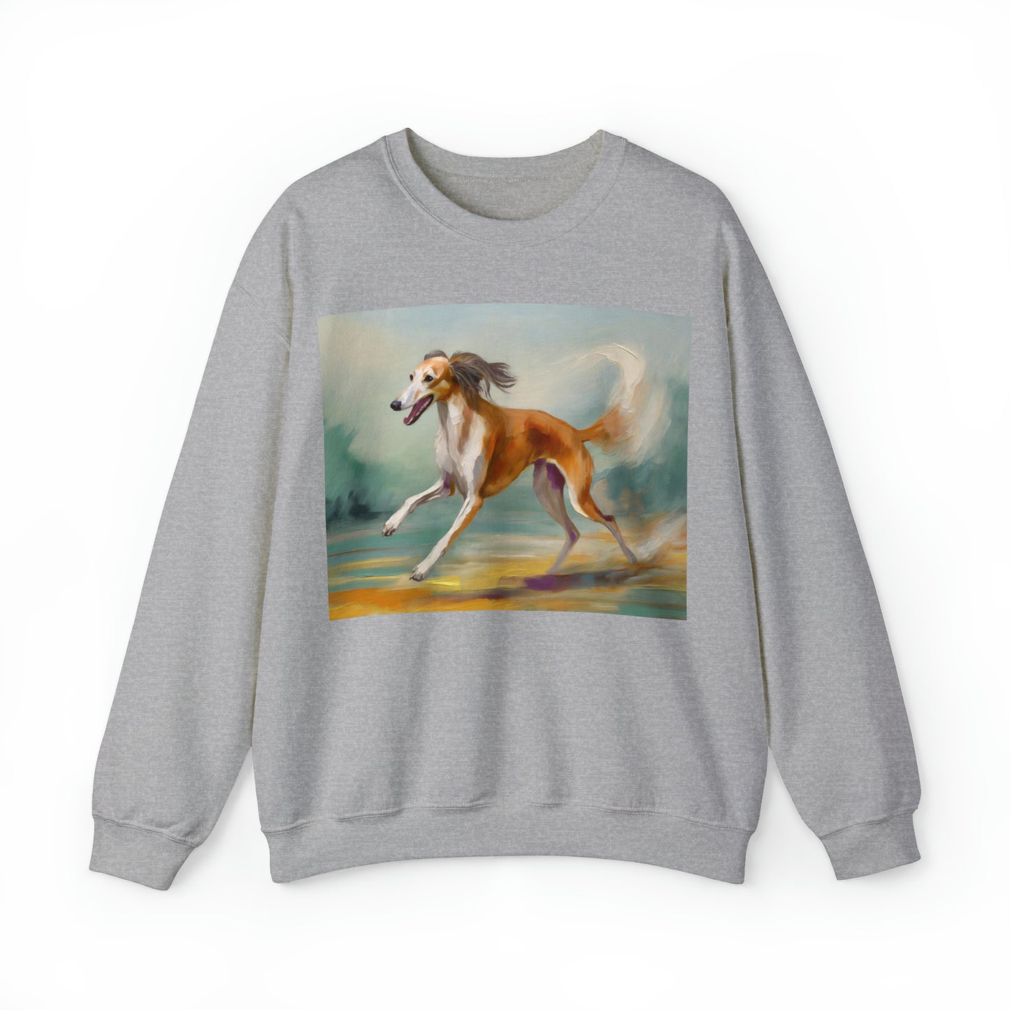 Saluki 'On the Run' Unisex 50/50 Crewneck Sweatshirt