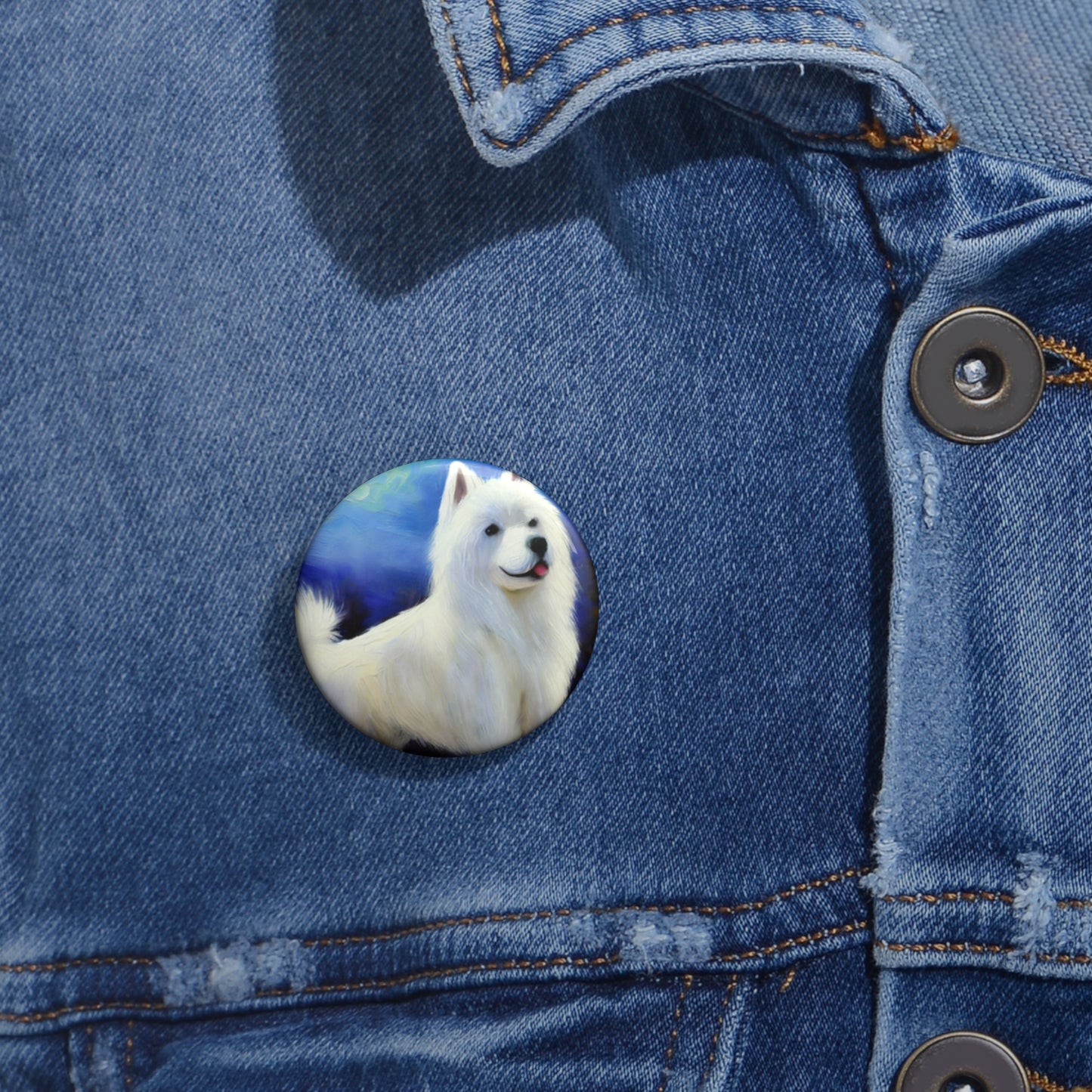 American Eskimo Dog Metal Pinback Buttons