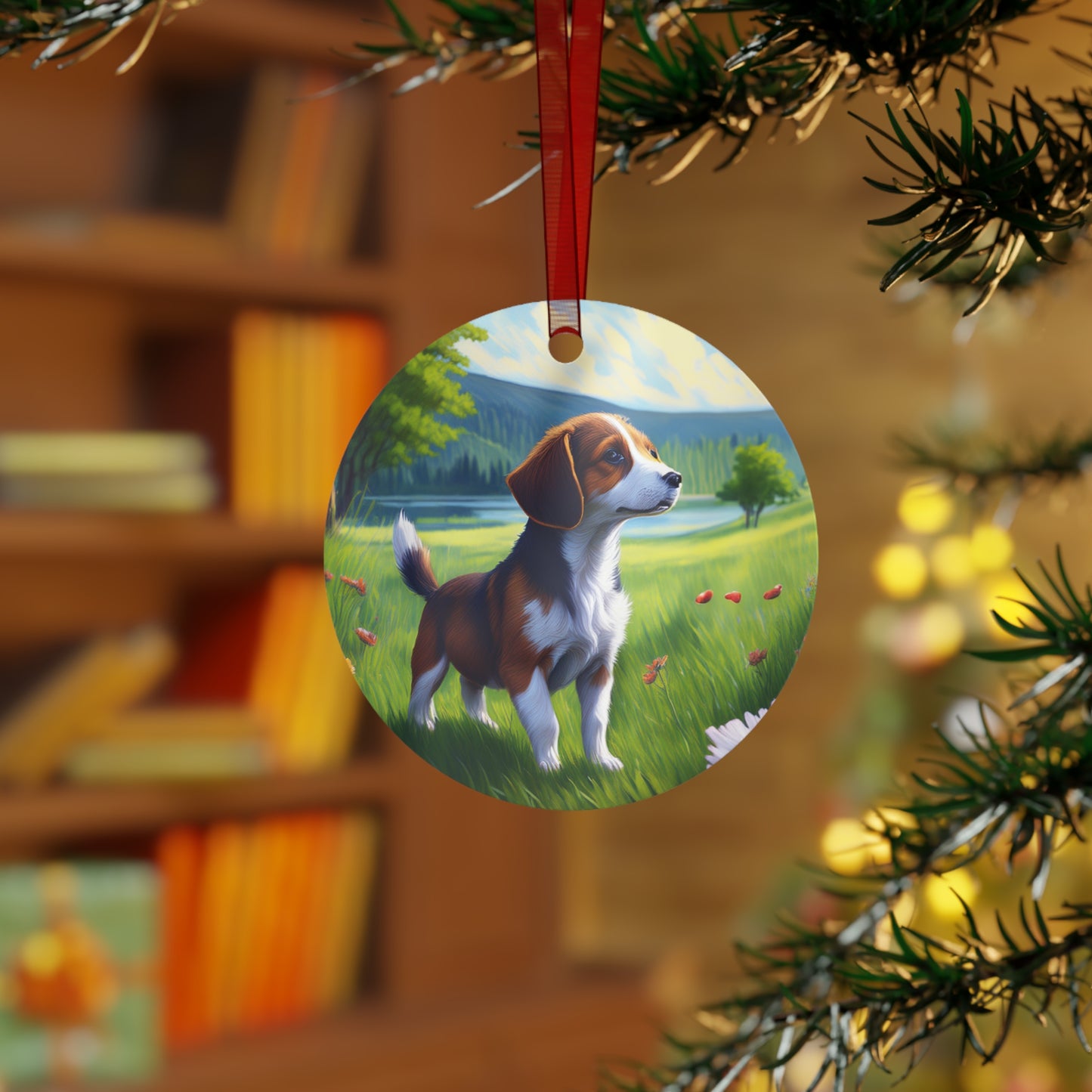 Drever Puppy Christmas Tree Metal Ornaments