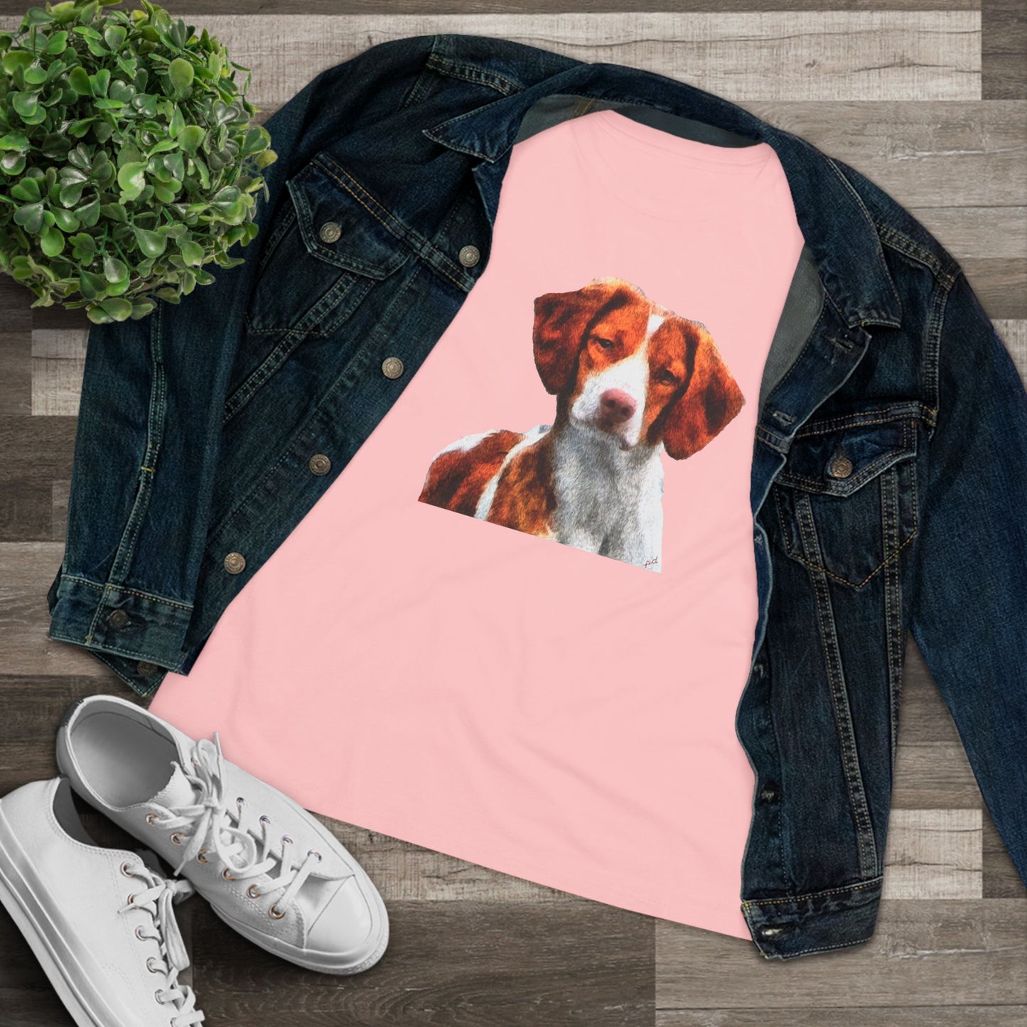 Brittany Spaniel 'Gunner' Women's Relaxed Fit Cotton Tee