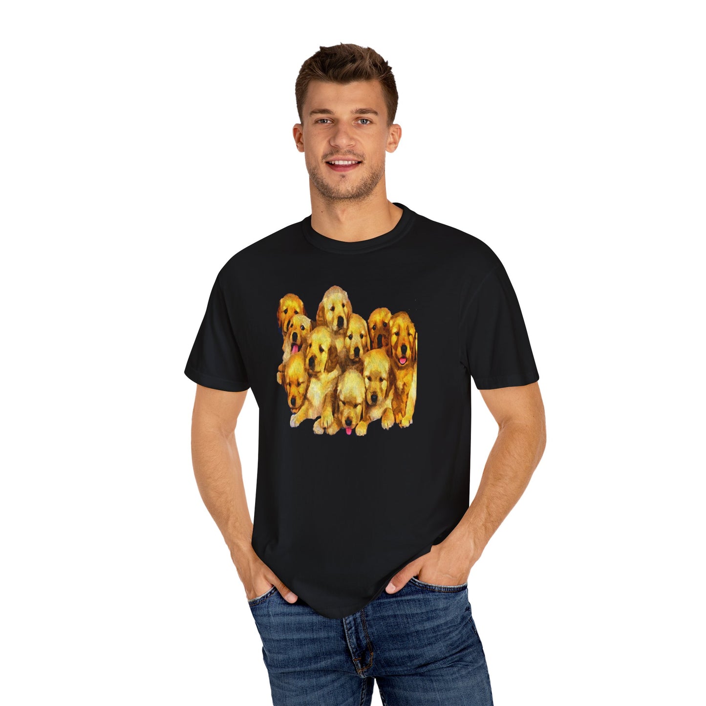 Golden Retriever Puppies Unisex-Adult Relaxed Fit Cotton T-shirt