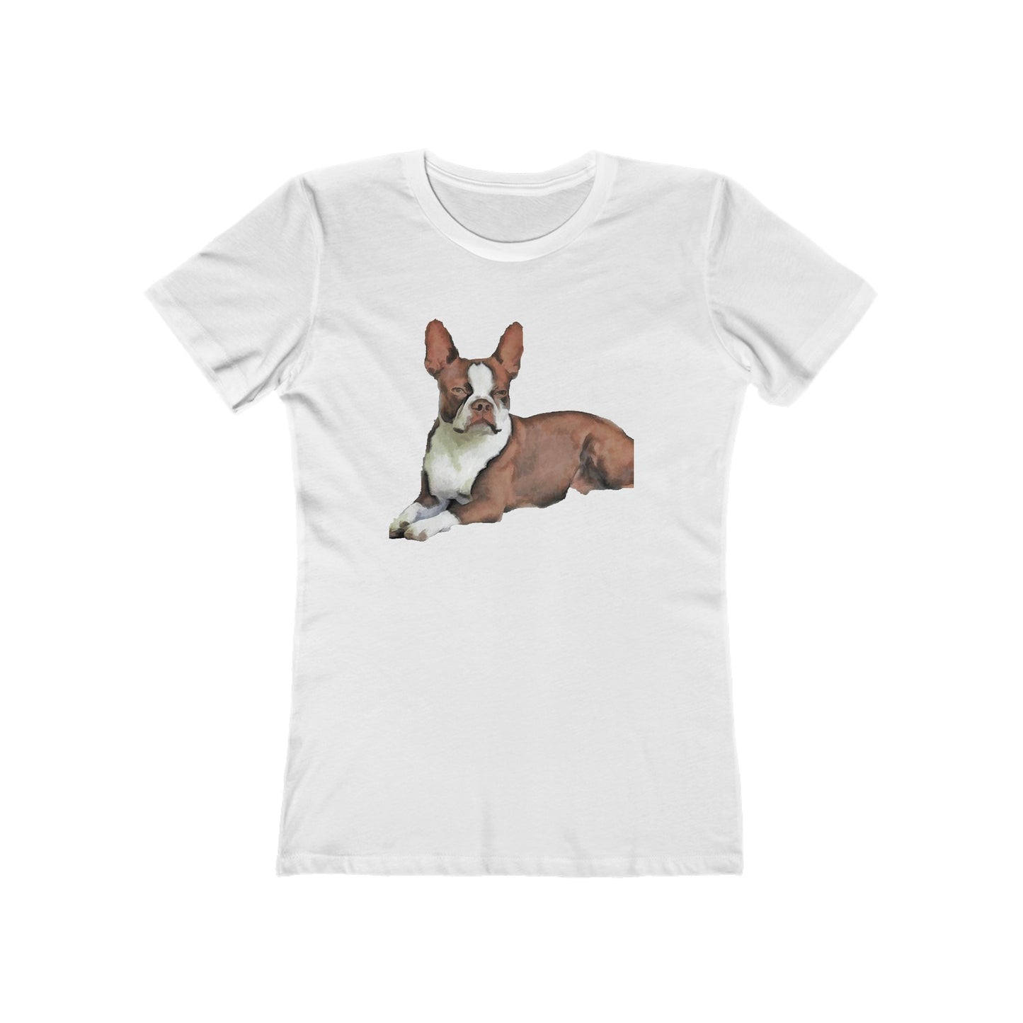 Boston Terrier Brown & White Women's Slim Fit Rigspun Cotton Tee