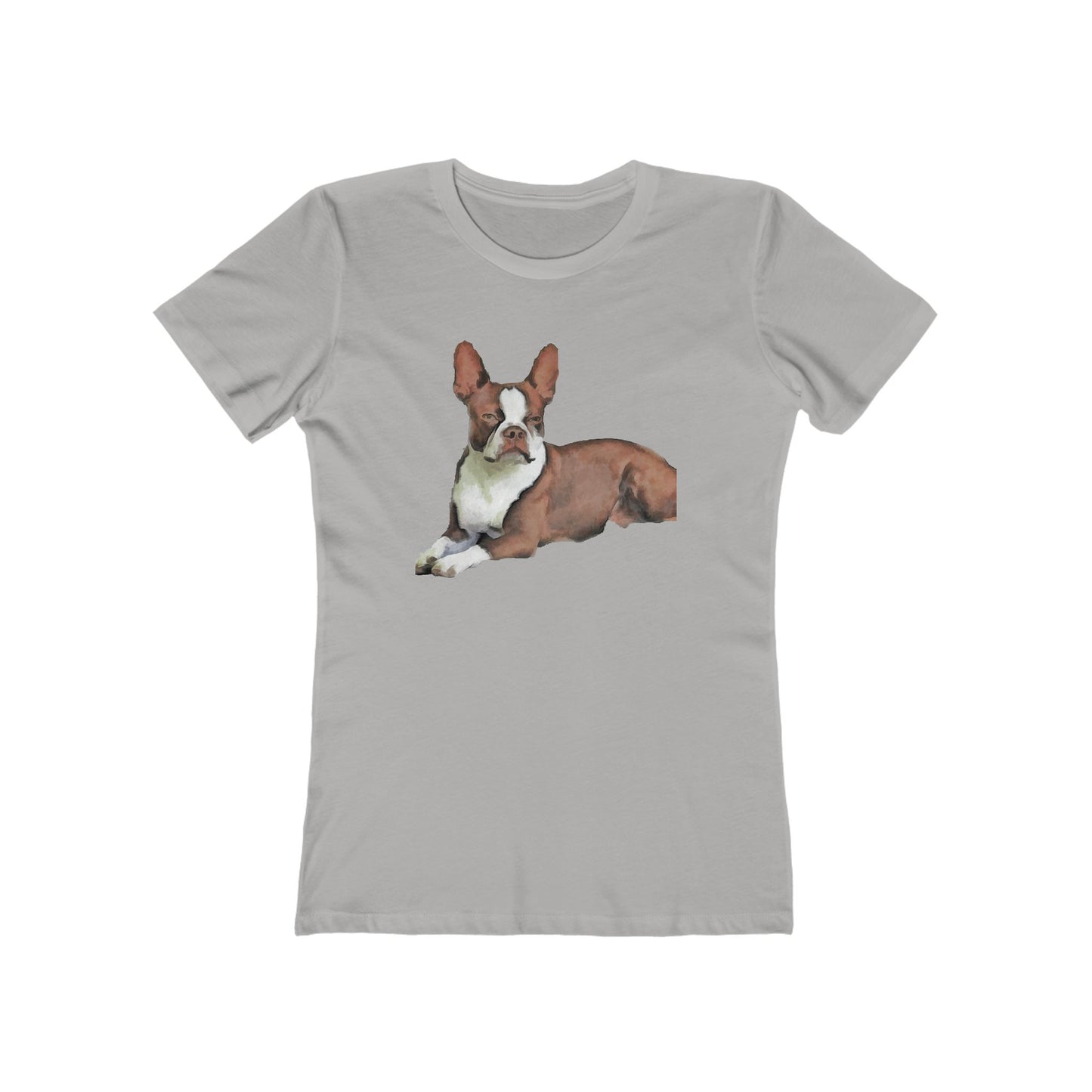 Boston Terrier Brown & White Women's Slim Fit Rigspun Cotton Tee