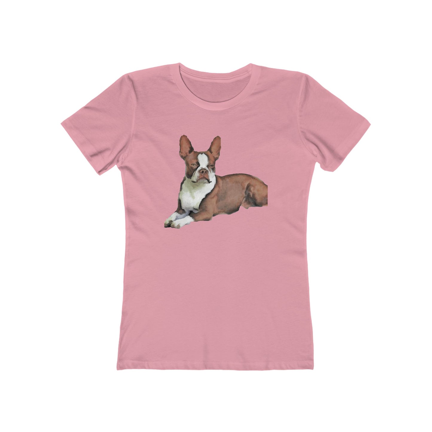 Boston Terrier Brown & White Women's Slim Fit Rigspun Cotton Tee