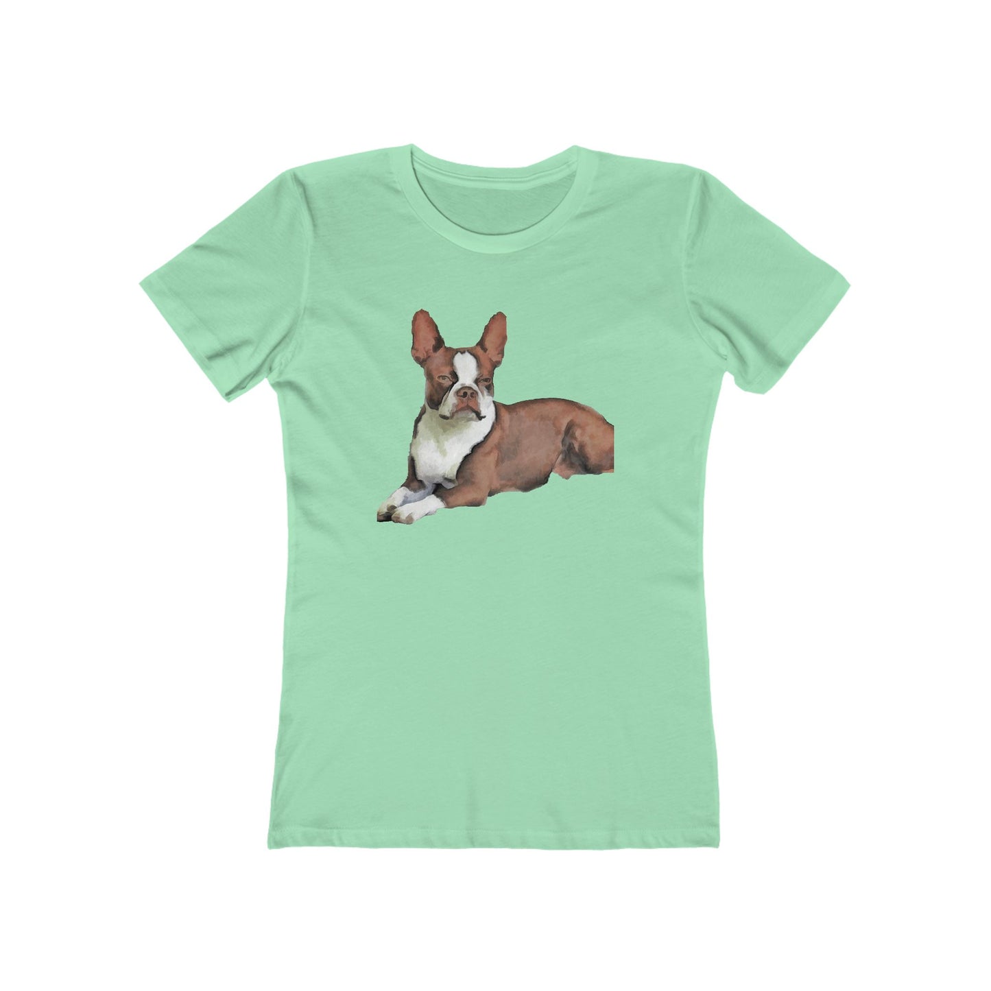 Boston Terrier Brown & White Women's Slim Fit Rigspun Cotton Tee