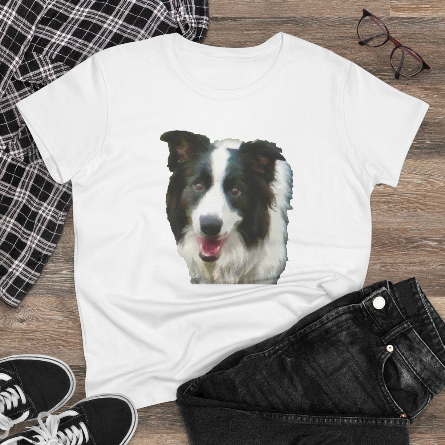 Border Collie '#2' Women's Midweight Cotton Tee
