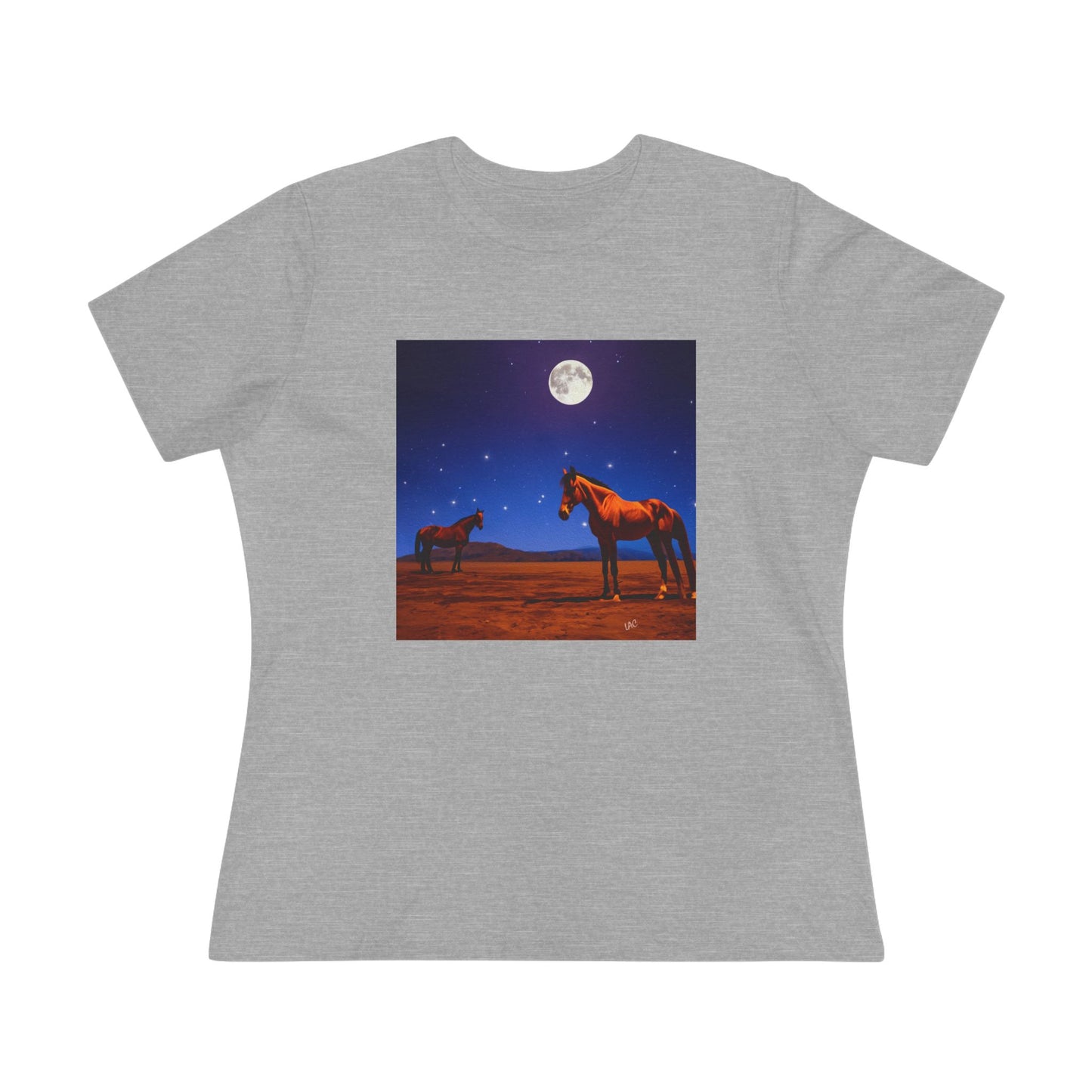 Horses In Moonlight - Relaxed Fit Women's Cotton Tee