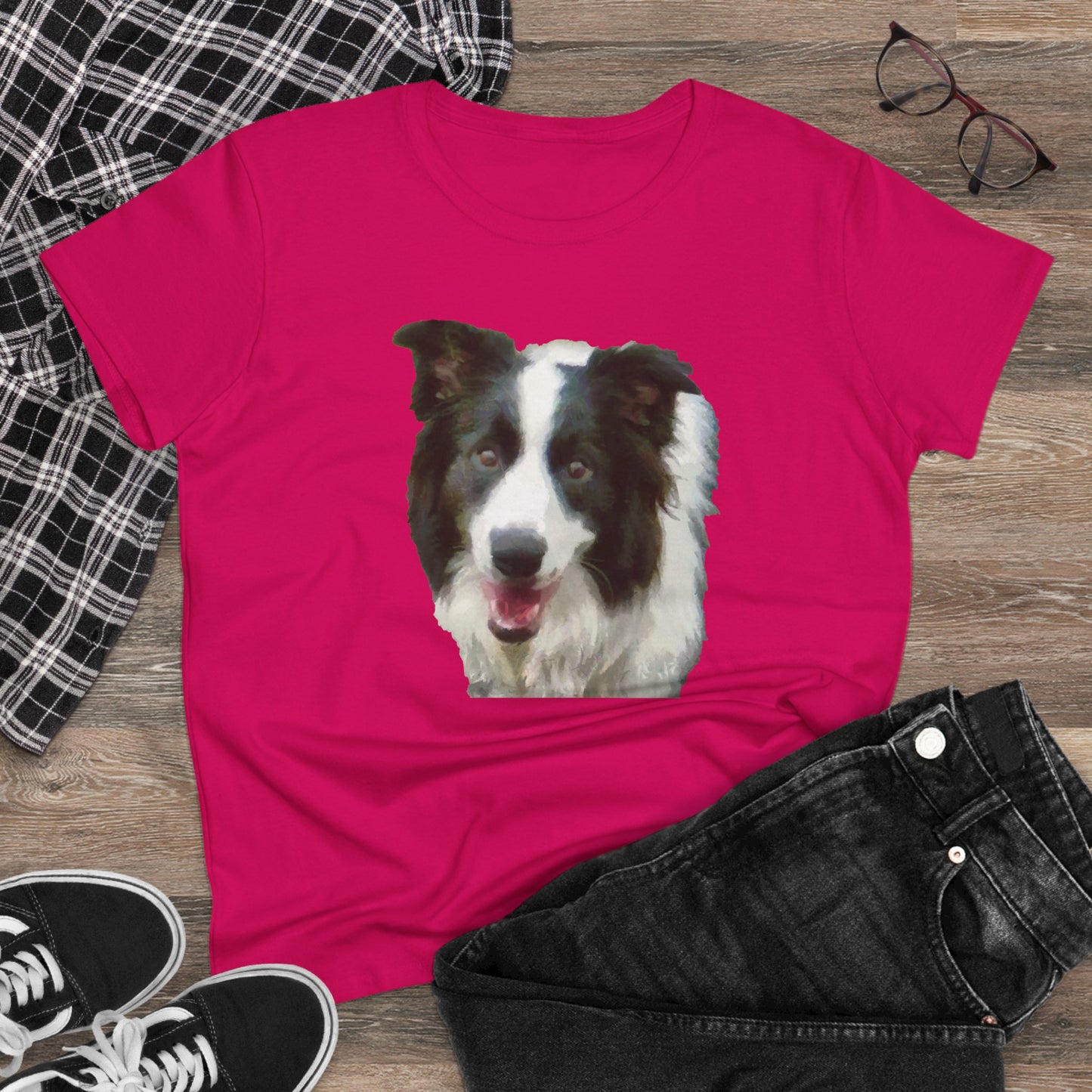 Border Collie '#2' Women's Midweight Cotton Tee