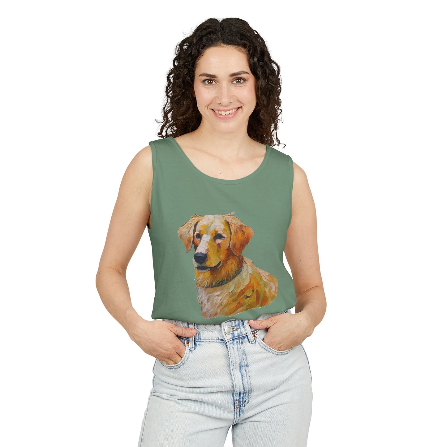 Golden Retriever Puppy - Unisex Relaxed Fit Garment-Dyed Tank Top