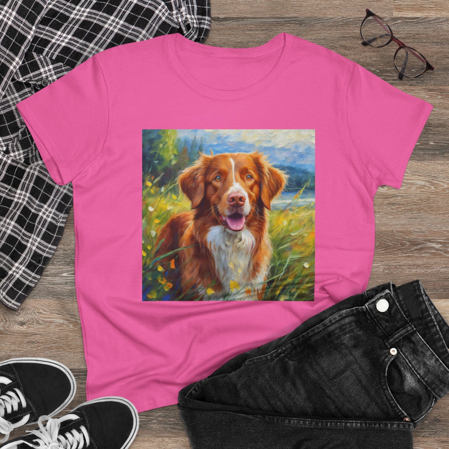 Nova Scotia Duck Tolling Retriever 'DIxie' Women's Midweight Cotton Tee
