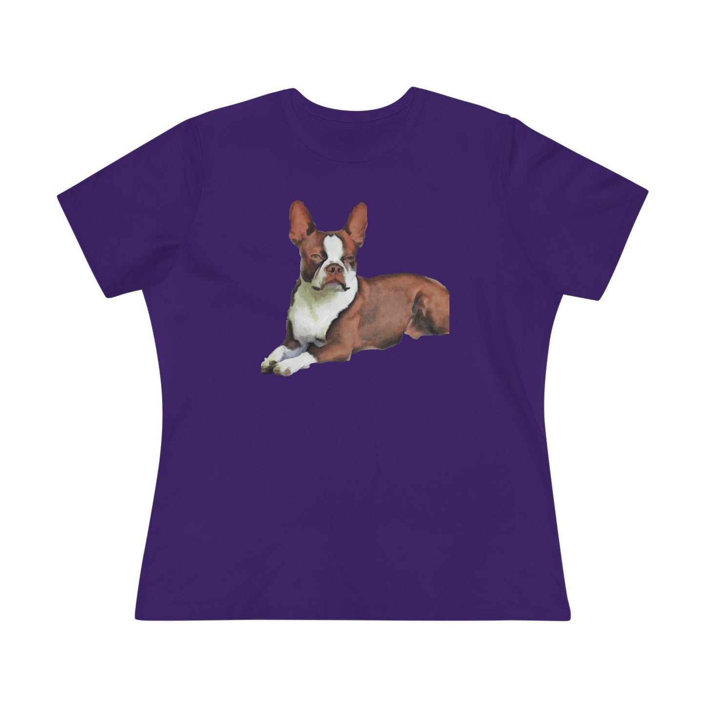 Boston Terrier Brown & White Women's Relaxed Cotton Tee