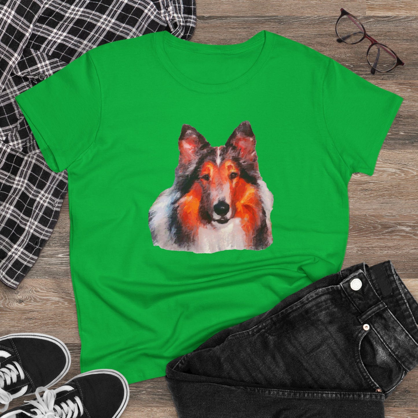 Collie - Rough Coated - Women's Midweight Cotton Tee