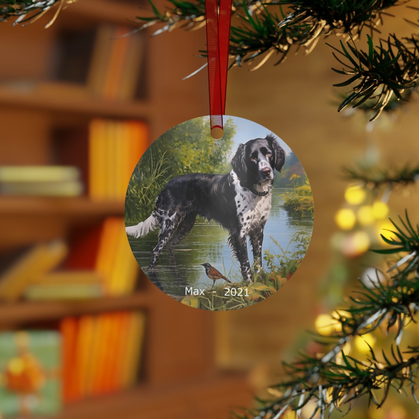 Large Munsterlander Custom Max 2021- Christmas Tree Metal Ornaments
